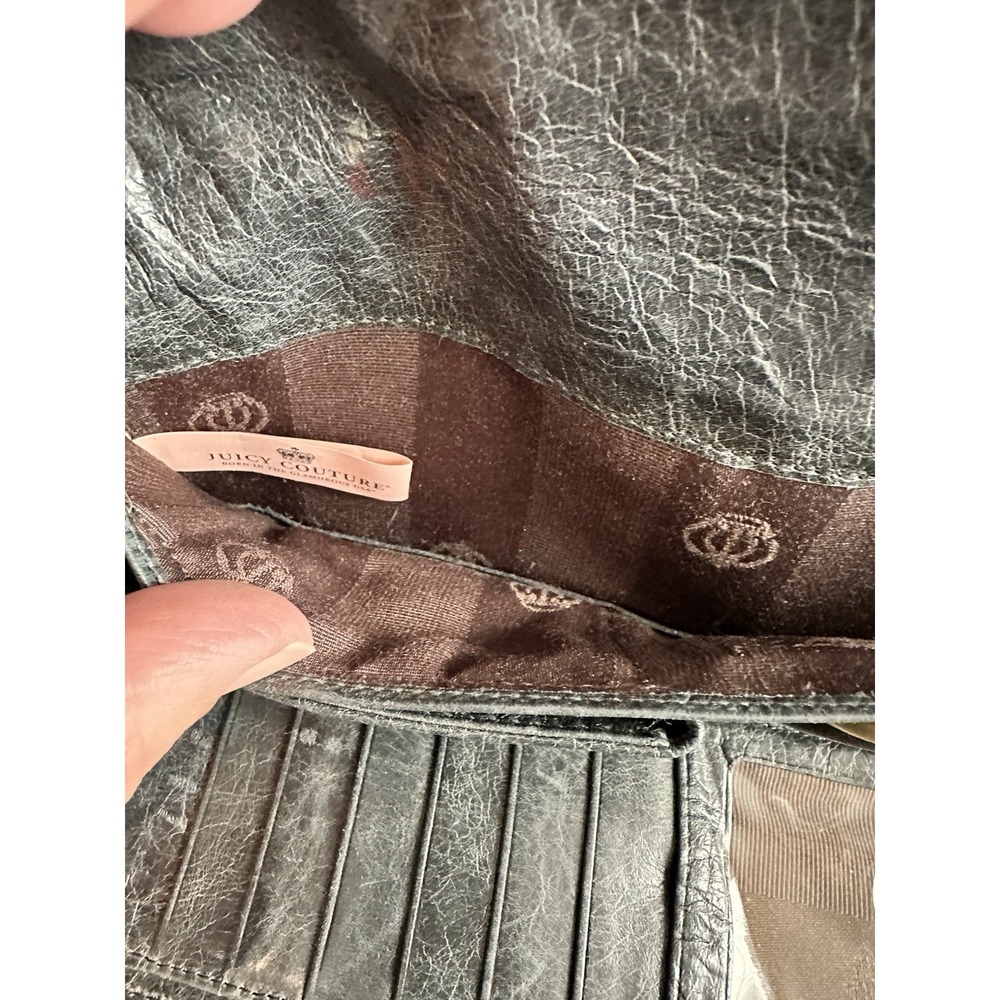Juicy Couture Clutch Wallet in Slate Gold Soft Distressed Leather Vintage Y2K - Picture 8 of 12